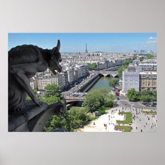 Póster Gargoyle de Notre-Dame vigila París