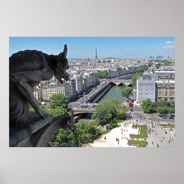 Póster Gargoyle de Notre-Dame vigila París (Frente)