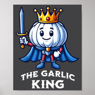 Póster Garlic King Funny Italian Food Vegetable 