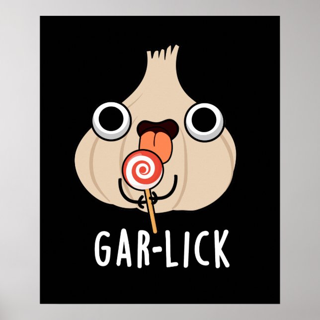 Póster Garlick Funny Garlic Herb Pun Dark BG (Frente)