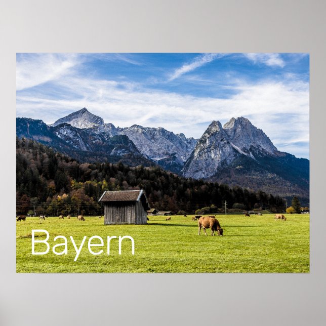 Póster Garmisch Partenkirchen Alpes Bavaria Alemania (Frente)
