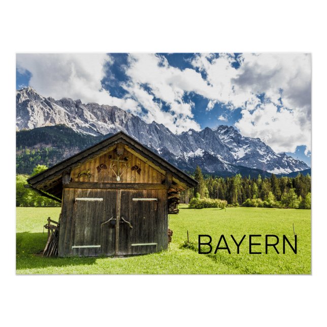 Póster Garmisch Partenkirchen Bavaria Alpes Panorama (Anverso)