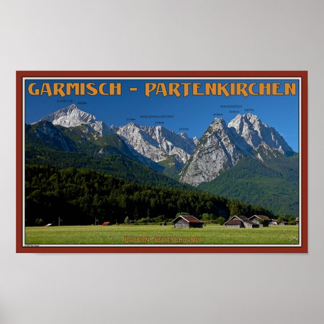 Póster Garmisch - The Zugspitze and Alpspitze (Frente)