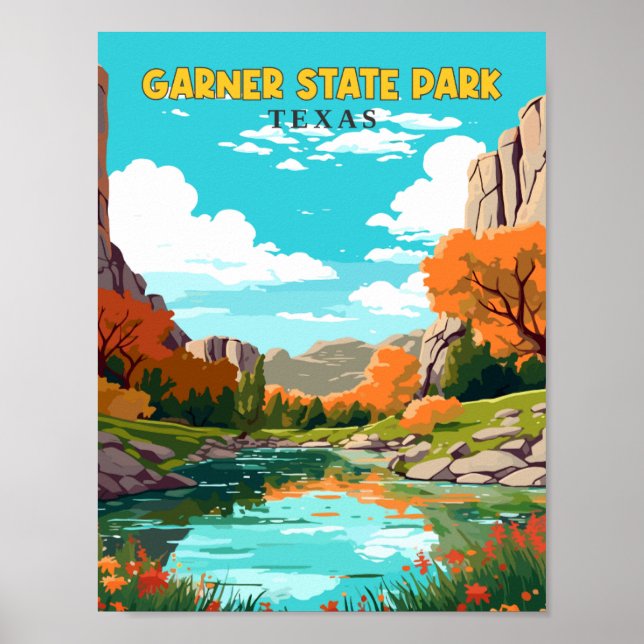 Póster Garner State Park Texas USA Viajes de época (Frente)