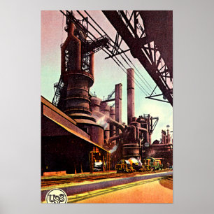 Póster Gary, Indiana Blast Furnace 1930