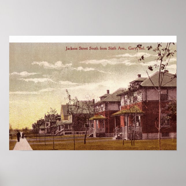 Póster Gary, Indiana Jackson Street 1915 (Frente)