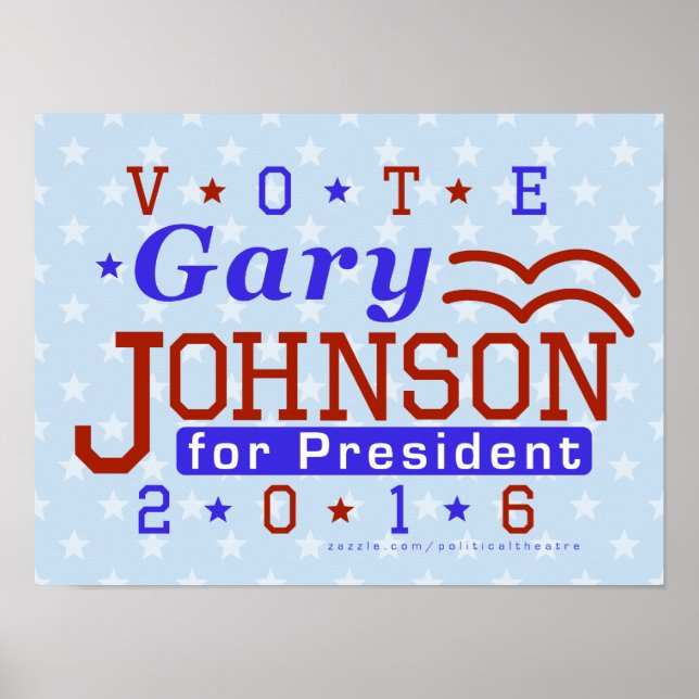Póster Gary Johnson Presidente Libertario Electoral 2016 (Frente)