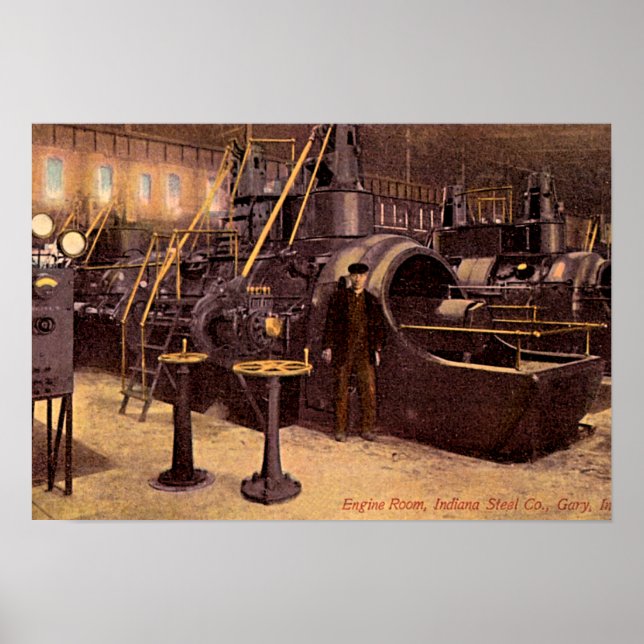 Póster Gary, Planta de Acero de Sala de Motor Indiana 191 (Frente)