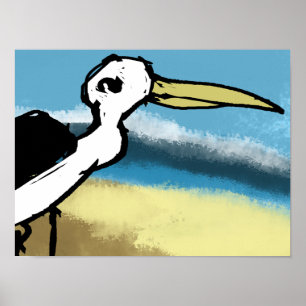 Póster Garza en la orilla del mar