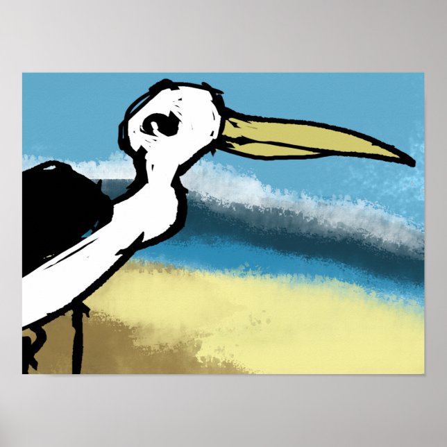 Póster Garza en la orilla del mar (Frente)