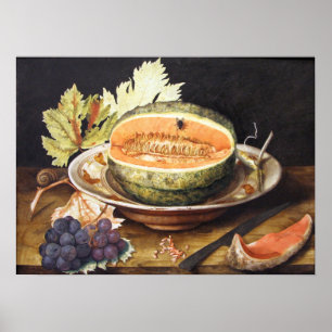 Póster Garzoni - Bodegón con uvas y un caracol 1642