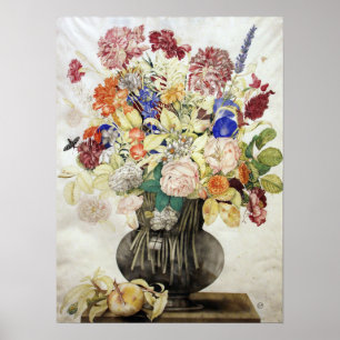 Póster Garzoni - Claveles, Flores Sobre Piedra Con Meloco