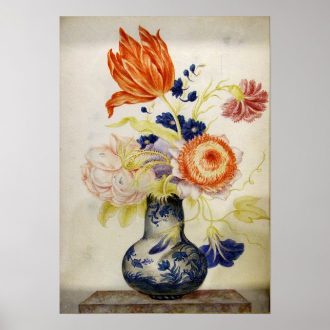 Póster Garzoni - Jar de porcelana china con Bouquet (Frente)