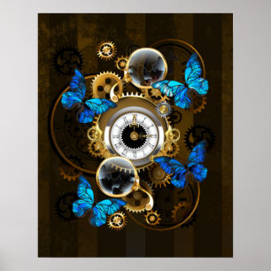 Póster Gases de vapor y mariposas azules