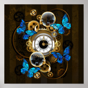 Póster Gases de vapor y mariposas azules