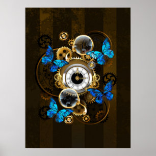Póster Gases de vapor y mariposas azules