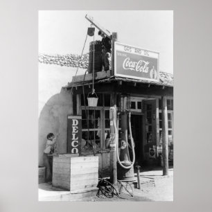 Póster Gasolinera antigua: 1940