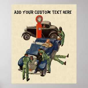 Póster Gasolinera del servicio completo de Joe, negocio