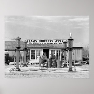 Póster Gasolinera - Edcouch, Tejas: 1939