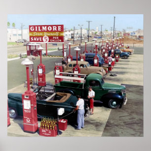 Póster Gasolinera Gilmore Los Ángeles 1948