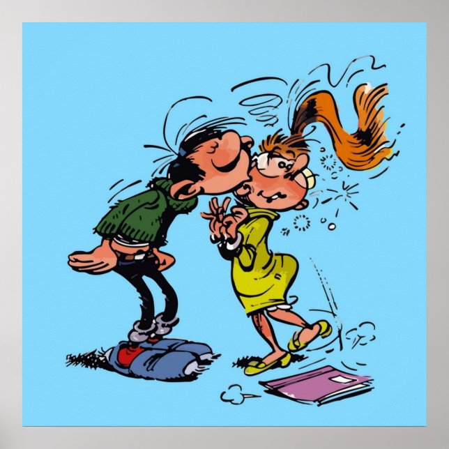 Póster Gaston Lagaffe chica de besos (Frente)