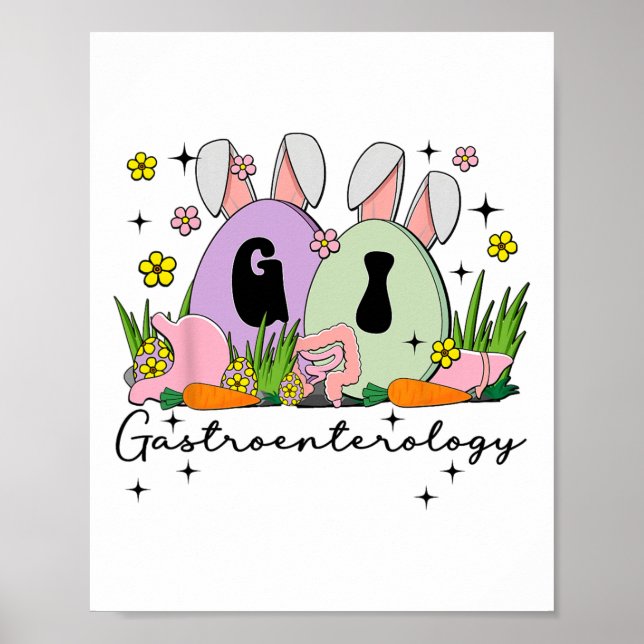 Póster Gastroenterología Enfermera Endoscopía de conejito (Frente)