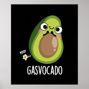 Póster Gasvocado Funny Farting Aguacate Pun Dark BG