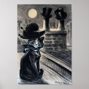 Póster Gata en el techo, Louis Wain