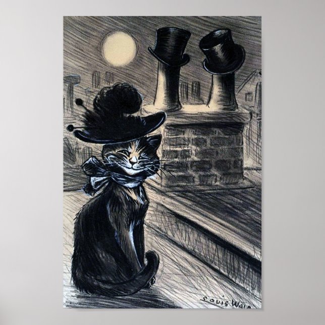 Póster Gata en el techo, Louis Wain (Frente)