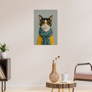 Póster Gata mamá mirando