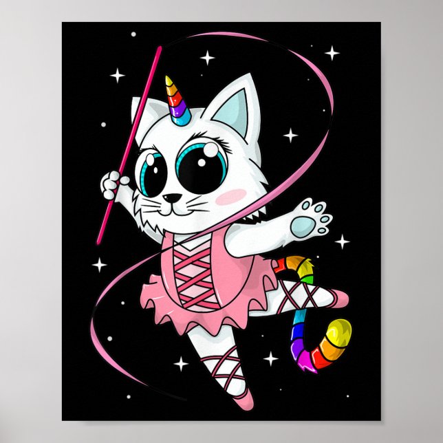 Póster Gata Unicornio Cati Maíz Kittycorn Gatito Lindo Ar (Frente)