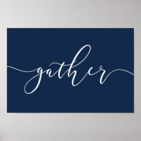 Gather Navy Blue Kitchen Comedor Rótulo Poster