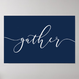 Póster Gather Navy Blue Kitchen Comedor Rótulo Poster