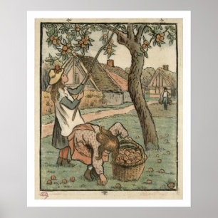 Póster Gathering Apples, from 'Travaux des Champs', engra