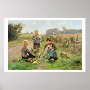 Póster Gathering Flowers (oil on canvas)