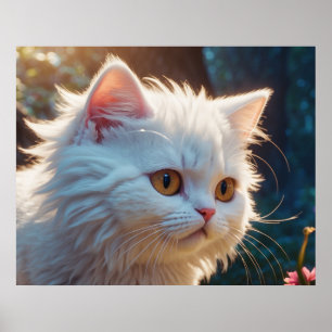 Póster *~*  Gatito 5:4  Gatito Blanco Pelo Largo Esponjos