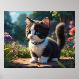 Póster *~*  Gatito 5:4  Gatito de ojos azules esmoquin ne