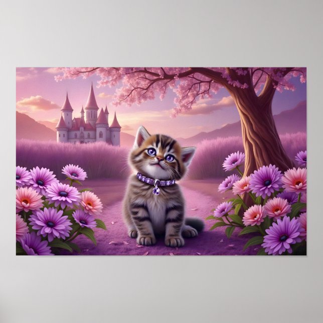 Póster Gatito Adorable con collar espumoso (Frente)