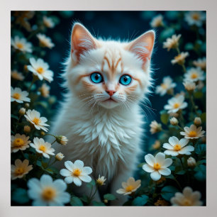 Póster Gatito Adorable Con Ojos Azules