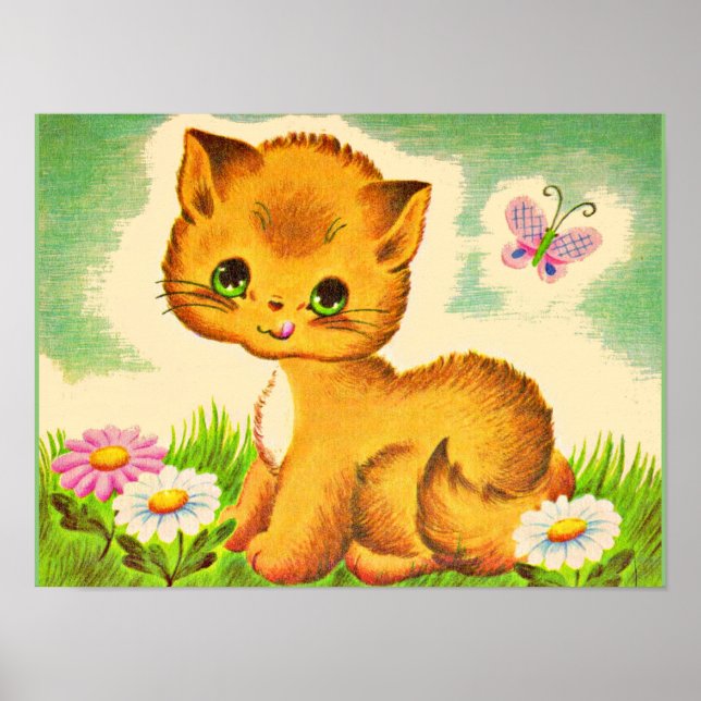 Póster gatito adorable de ojos verdes (Frente)