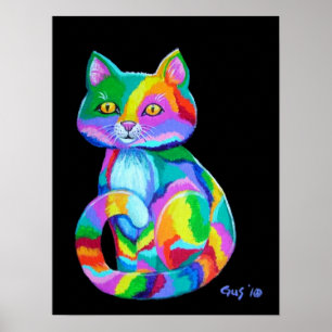 Póster Gatito arcoiris