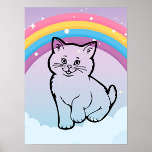 Póster gatito arcoiris