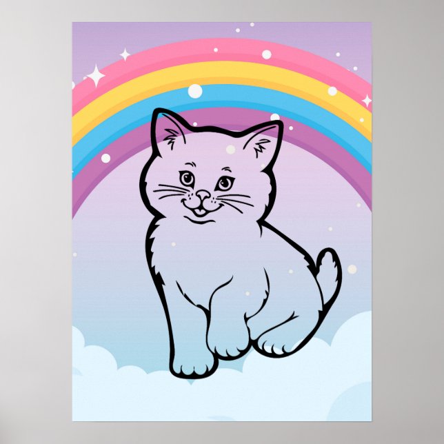 Póster gatito arcoiris (Frente)