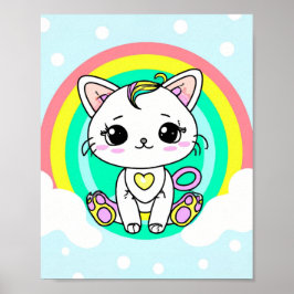 Póster Gatito arcoiris