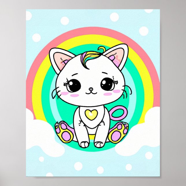 Póster Gatito arcoiris (Frente)