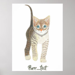 Póster Gatito Atigrado Blanco