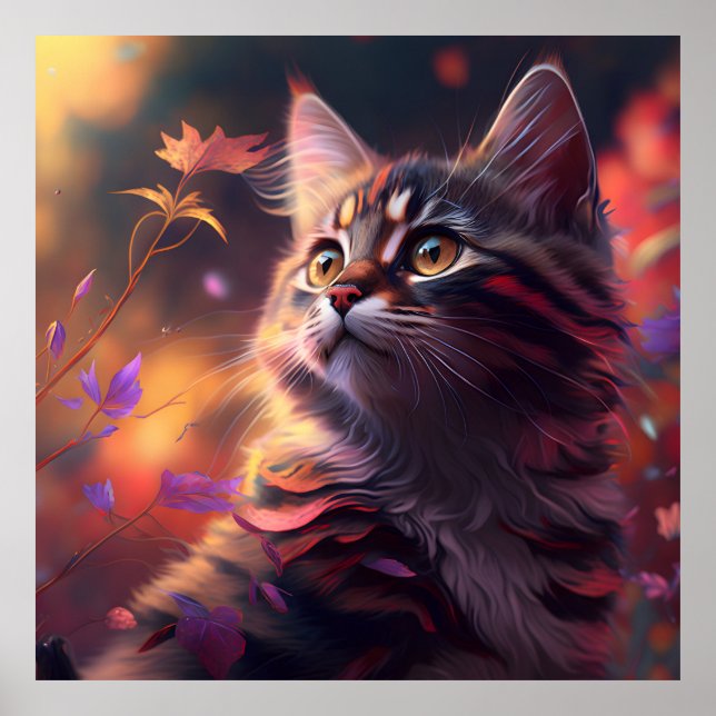 Póster Gatito Atigrado Colorido (Frente)