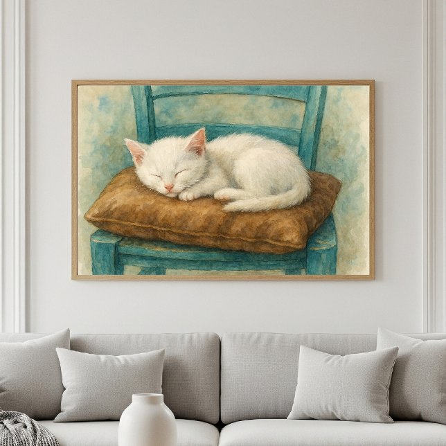 Póster Gatito Blanco Adorable Durmiendo (Subido por el creador)
