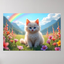 Gatito blanco en la sombra de la fantasía