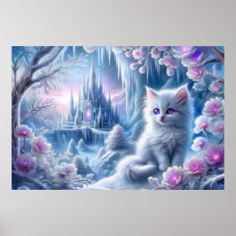 Póster Gatito blanco en Poster del reino del hielo de la